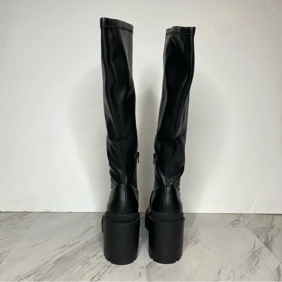 Steve Madden Derby Black Chunky Lug Sole Tall Boot 11M